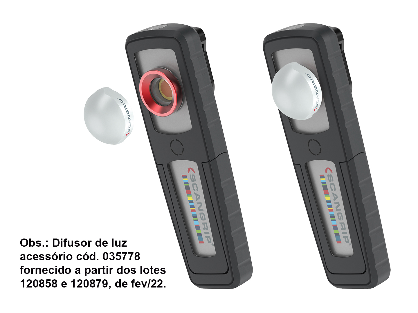 Produto Raven 035651 - Lanterna portátil Scangrip Sunmatch 3, para ajuste de cores, trabalhos de pintura e polimento. <ul><li>Características: </li><li>a) LED COB frontal, que produz 500 / 250 lúmens (2º / 1º estágio) e possui IRC (Índice de Reprodução de Cores) ultra alto (96), </li><li>b) Função AllDaylight: luz do LED COB ajustável em 5 opções de temperatura de cor, de 2.500 Kelvin (luz mais quente / alaranjada) até 6.500 Kelvin (luz mais fria / azulada), </li><li>c) indicador (com LEDs) da temperatura de cor em uso, </li><li>d) acompanha difusor de luz acessório 035778*, que expande e ao mesmo tempo suaviza a luz emitida pelo LED COB frontal, minimizando ofuscamentos, reflexos e sombras duras, além de ser especialmente indicado para facilitar a identificação de pontos altos, imperfeições e partículas de poeira durante processos de funilaria e pintura, </li><li>e) LED superior, que produz 200 lúmens, 4.000 Kelvin e possui IRC alto (95), </li><li>f) bateria recarregável, com autonomia de até 4h e indicador de carga com LEDs, </li><li>g) carcaça robusta, resistente a impactos externos (IK07) e a quedas de até 1m, à prova de poeira e de jatos d’água (IP65), além de possuir formato ergonômico e acabamento macio, </li><li>h) recursos para deixar as mãos livres: gancho traseiro escamoteável, clipe para prender a lanterna no cinto ou no bolso e base em “U”, imantada e basculante em 90° para frente e para trás da lanterna, </li><li>i) lente de vidro resistente a solventes e removível para limpeza. </li><li>Acompanha doca com carregador bivolt e cabo USB de 1m. </li><li>Substitui a Sunmatch (035416) e a Sunmatch 2 (035445). </li><li>*A partir dos lotes 120858 e 120879, de fev/22.</li></ul> - Iluminação