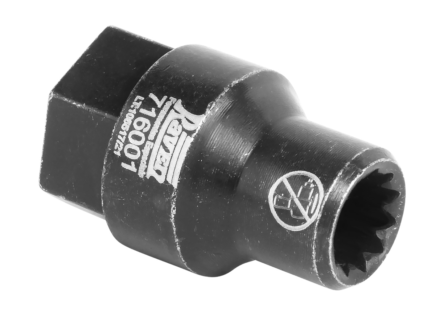 Produto Raven 716001 - Soquete com encaixe de 11 estrias e diâmetro 9,4 mm para girar o ajustador automático de folga das pastilhas de freio.<ul><li>Aplicação:</li><li>Pinças de freio pneumáticas dianteiras e traseiras Knorr-Bremse das famílias SB6, SB7, SL7, SN5, SN6 e SN7 aplicados em caminhões Mercedes-Benz Accelo, Axor e Actros, ônibus Mercedes-Benz O500 e ônibus Scania, entre outros.</li><li>Encaixes de 3/8" e sextavado de 16 mm.</li><li>Aplicação caminhões Mercedes-Benz (pinças SN5).</li><li>Accelo 915 C (02-13) e Accelo 1016 (11>).</li><li>Aplicação caminhões Mercedes-Benz (pinças SL7).</li><li>Actros 2546 (11-21), Actros 2646 (10-21), Actros 2651 (16>) e Actros 2655 LS (12-16).</li><li>Aplicação caminhões Mercedes-Benz (pinças SN7).</li><li>1938S (99-06), 1944S (03-05), Axor 1933 (05>), Axor 2035 (05-13), Axor 2036 (11>), Axor 2040 (05-12), Axor 2041 (11>), Axor 2044 (05-12), Axor 2533 (05>), Axor 2535 (09-13), Axor 2536 (12>), Axor 2540 (04-12), Axor 2541 (11-18), Axor 2544 (05>), Axor 2640 (06-12), Axor 2641 (12-16), Axor 2644 (05>) e LS 1938 (98-05).</li><li>Aplicação ônibus Mercedes-Benz (pinças SN7).</li><li>O500 M articulado (06>), O 500 RF (07>), O 500 RSD (07>), O500 U (06>), O500 UA (06>) e O500 UDA (06>).</li><li>Aplicação ônibus Scania (pinças SN7).</li><li>K124 EB (00>), K230 (08>), K270 (08>), K310 (08>), K340 (08>), K380 (08>) e K420 (08>).</li><li>Aplicação ônibus Agrale (pinças SN7).</li><li>MT 12.0 (13>), MT 15.0 (13>) e MT 17.0 (13>).</li><li>Outras aplicações (pinças SN7).</li><li>implementos rodoviários Facchini (03>) e Noma (03>).</li><li>Manual Incluso.</li></ul> - Freios